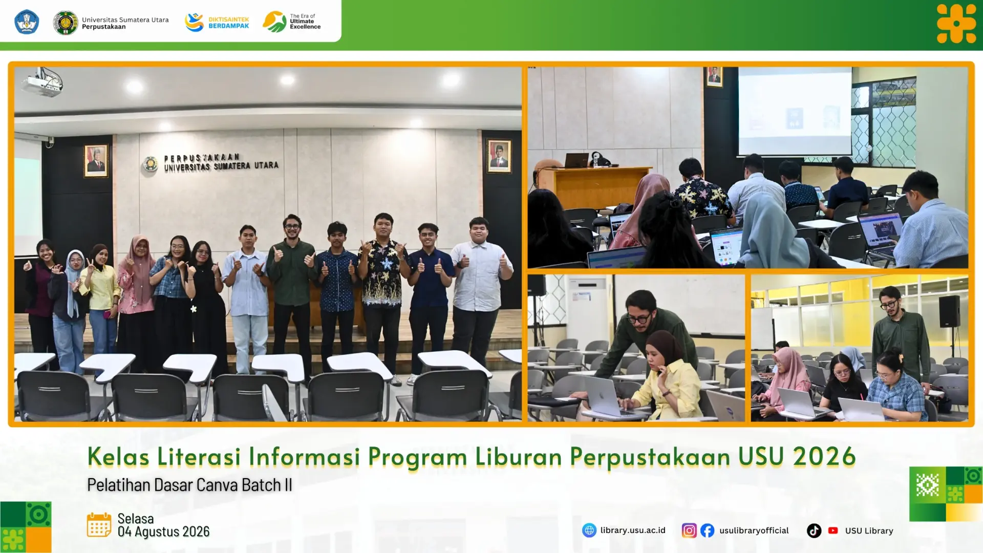 Perpustakaan USU Gelar Pelatihan Dasar Canva Batch II, Tutup Rangkaian Kelas Literasi Informasi Program Liburan 2026